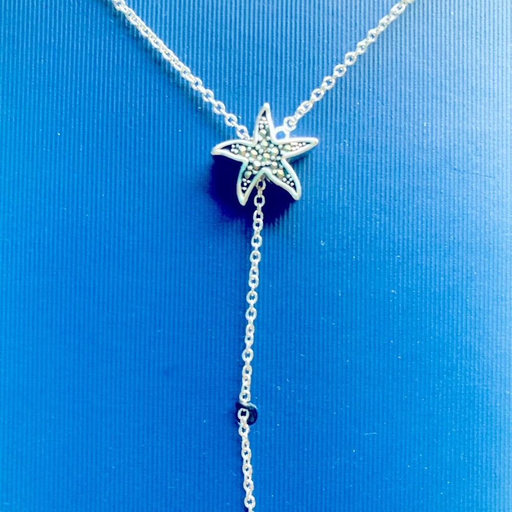 NWT BRILLIANCE 30” STARFISH 🌟 ADJUSTABLE DROP CHAIN MADE W/ SWAROVSKI MARCASITE